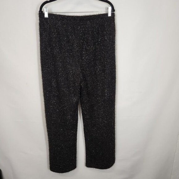 NWT Vero Moda fluffy wide leg pants in black glitter Size XL - Picture 4 of 9